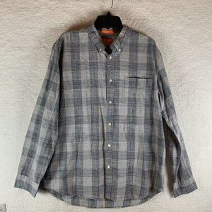 Joe Fresh Shirt Men's Large Gray Plaid 100% Cotton Standard Fit Button-Down 8598